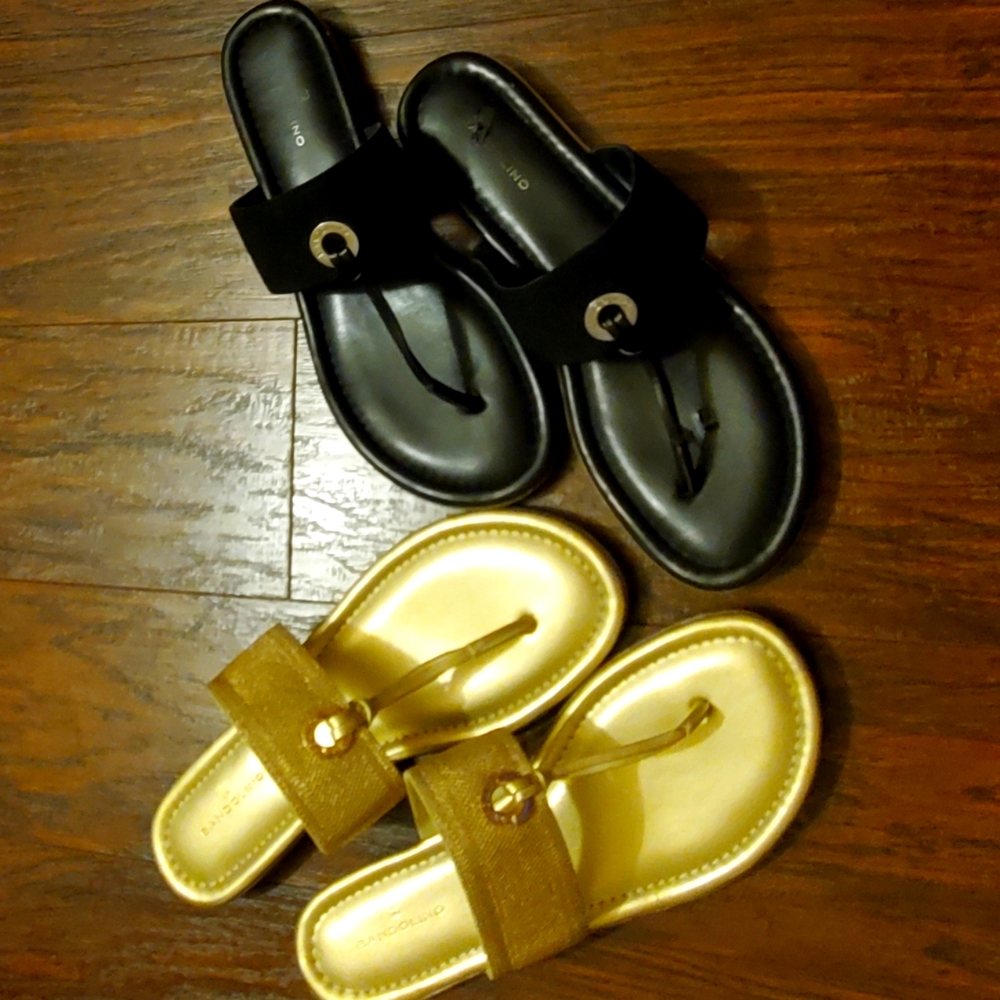 Bandolino Sandals 2 pair Black & Gold Size 10
